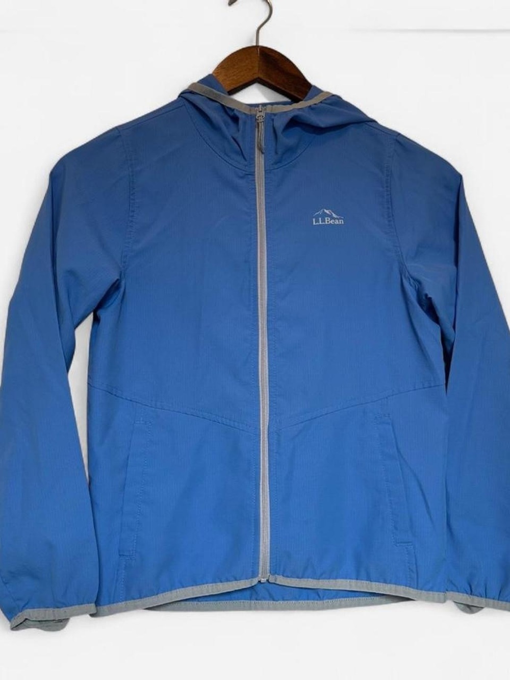 L.L. Bean Royal Blue Hooded Zip-Front Windbreaker